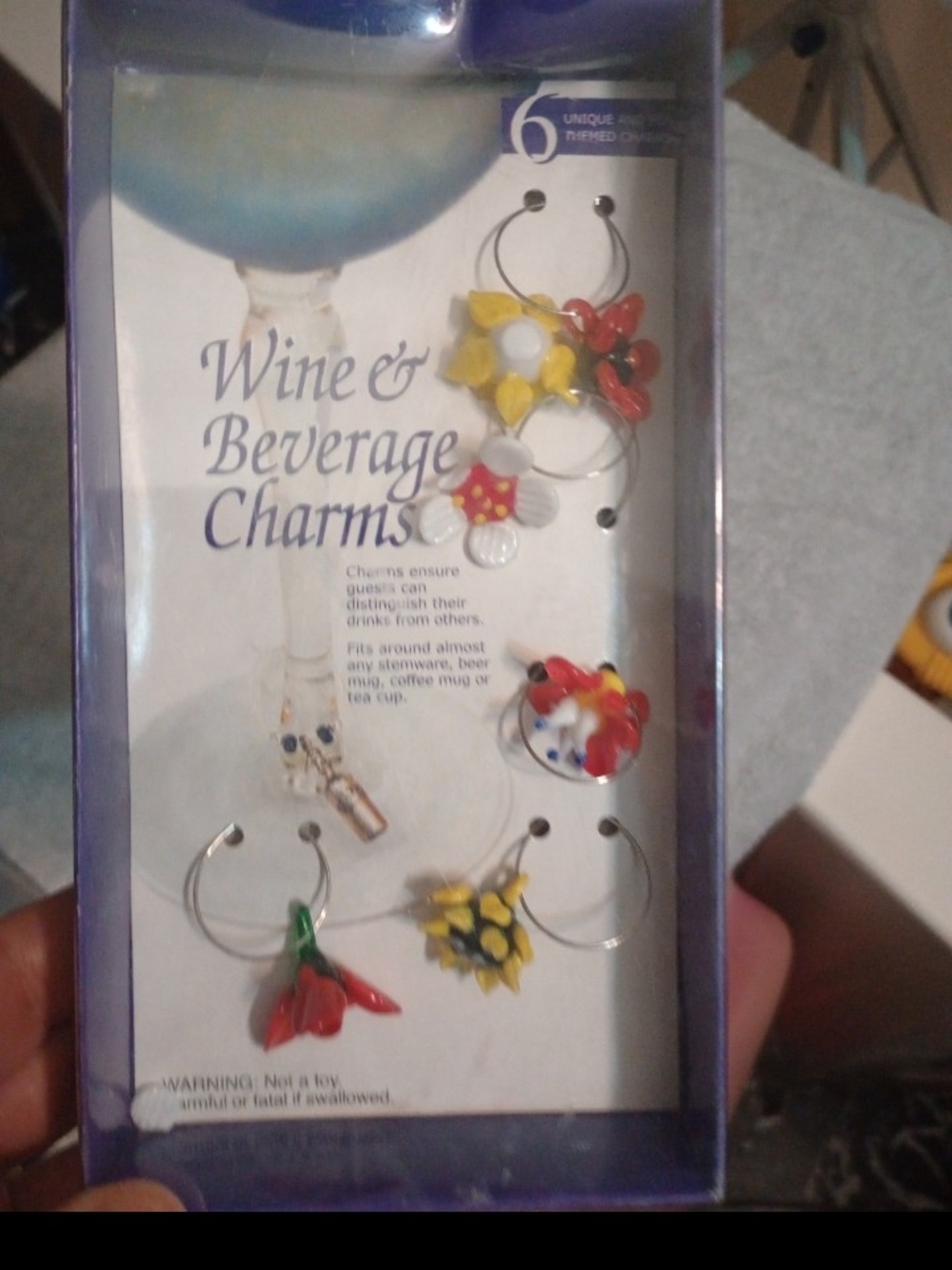 Wine & Beverage Charms - Floral Glass Marker Set (Yellow, Red, White, Green)